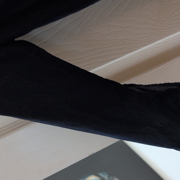 Navy Blue Ruffled Button-Up Blouse - Picture 3 of 7